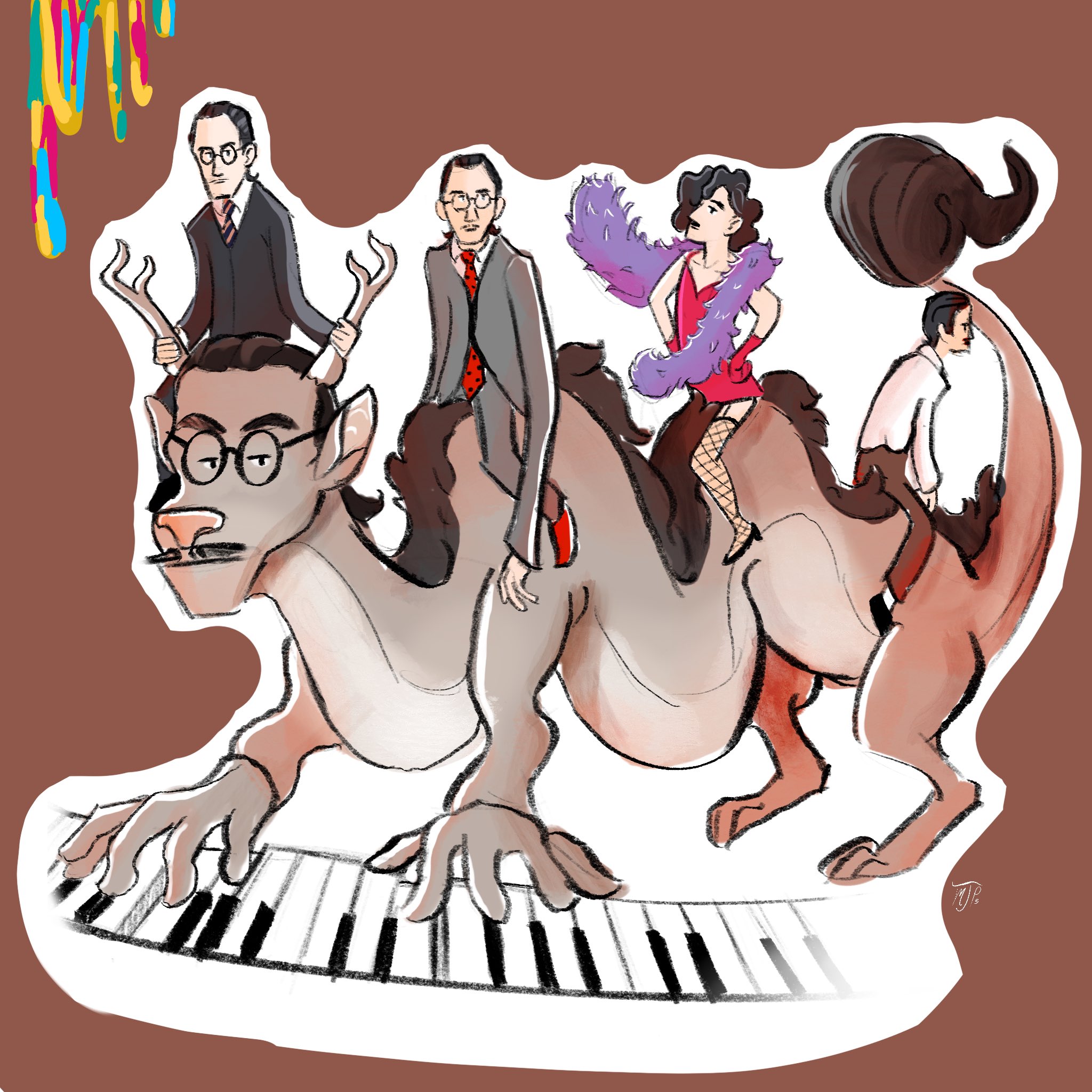 Ron Mael riding DragRon with a Ron in drag and some other Rons. Happy Birthday, Ron! 