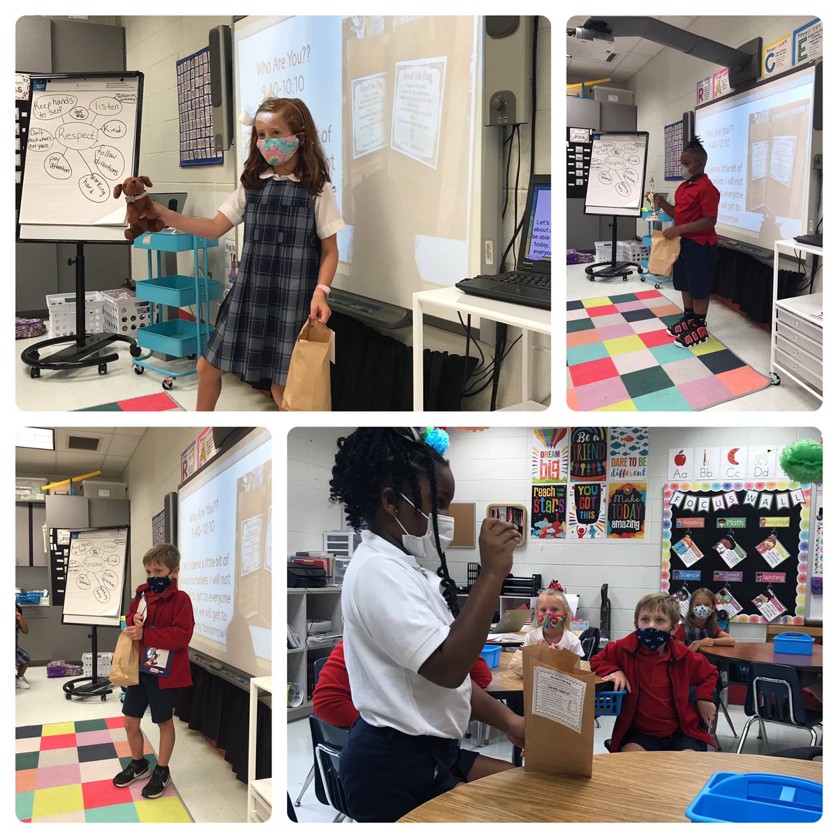HabelSara's tweet photo. “Getting to know you. Getting to know all about you!”  Sharing our all about me bags. Practicing our listening and speaking skills! Love my second graders! @MaryBAustin @MobilePublicSch https://t.co/ryn7DkPXQv