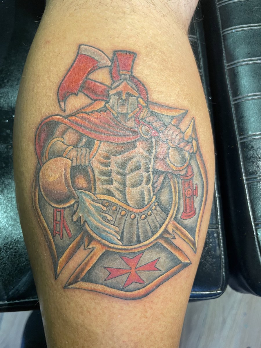 New Ink today…St Florian the Patron Saint of Firefighters  🔥🔥🔥#BeautyMarkTattoo, image size:900x1200