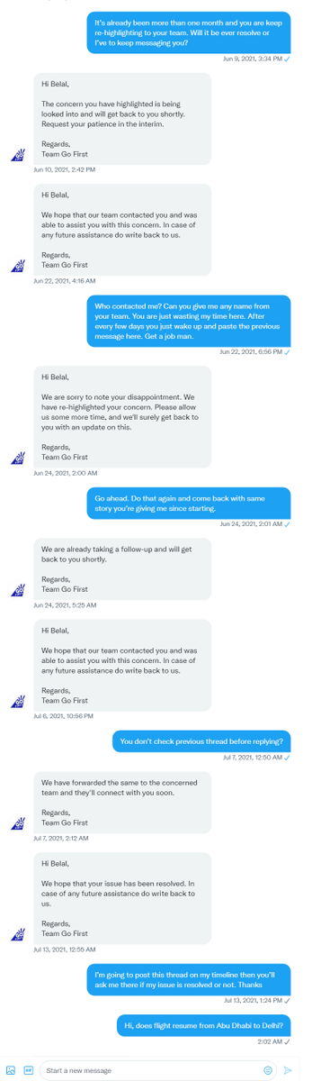 imdbelal's tweet photo. Dear @GoFirstairways,how to contact with you to get a proper reply bcoz ur dm reply is bot &amp; its been 5 month playing with it. No response to email sent you on 6 June. Your website is full of bugs,not able to signup or send feedback.Seems impossible 2 contact https://t.co/oImXg5g2r0