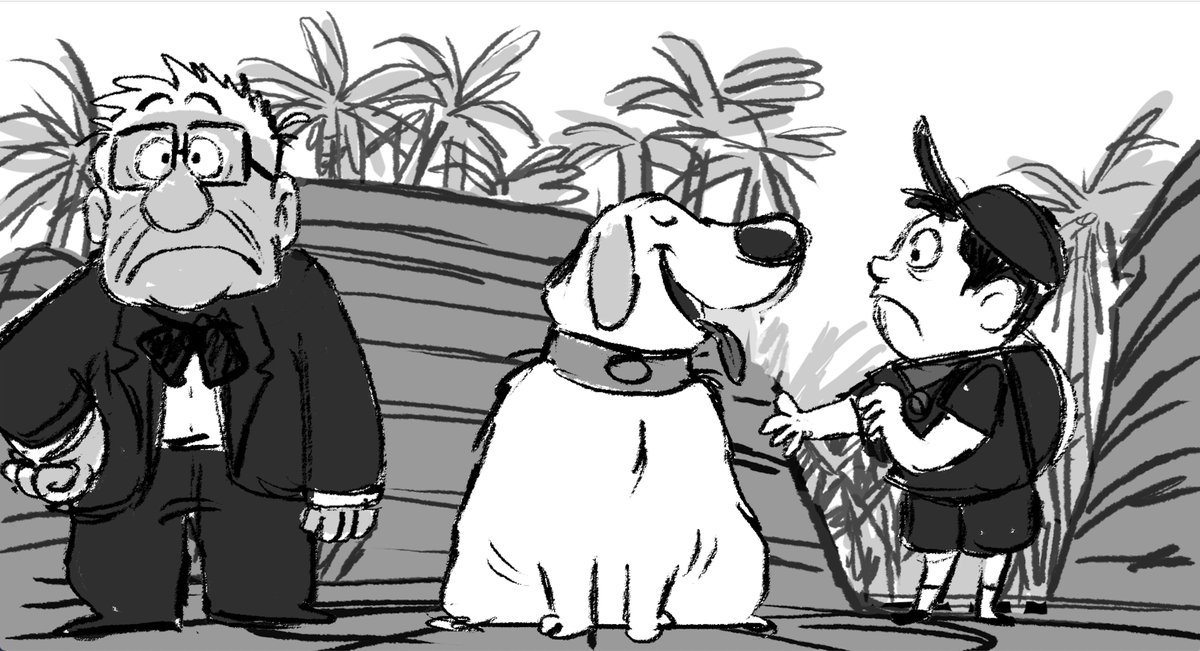 MatthewLuhn's tweet image. A few funny storyboard panels I drew up while working on the movie UP #Pixar #storyboard #story