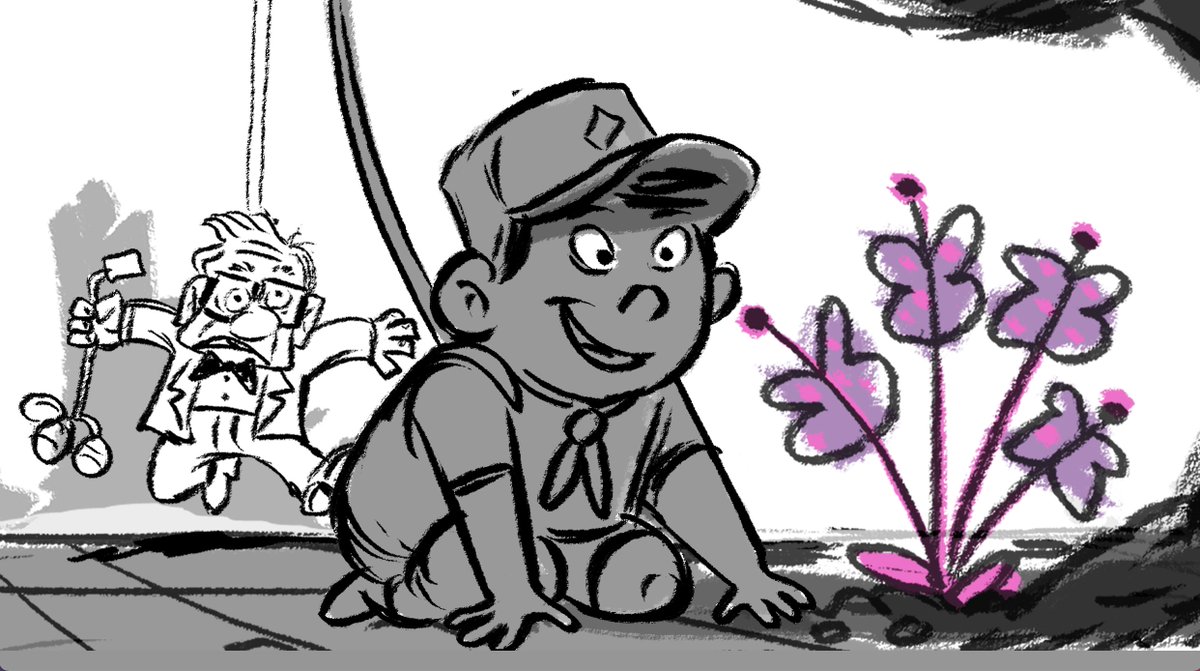 MatthewLuhn's tweet image. A few funny storyboard panels I drew up while working on the movie UP #Pixar #storyboard #story