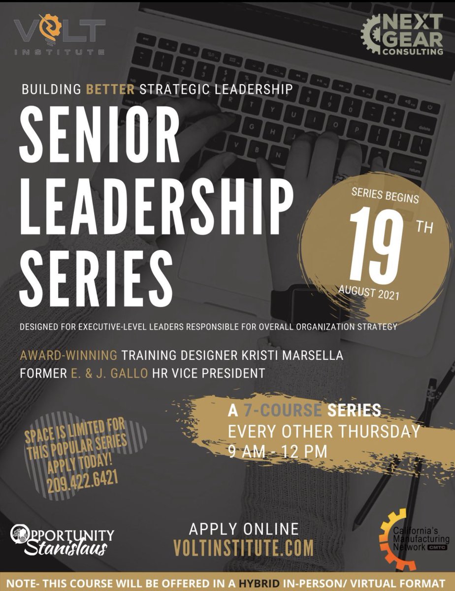 There’s one spot available for the Senior Leadership Series.
download your application at voltinstitute.com