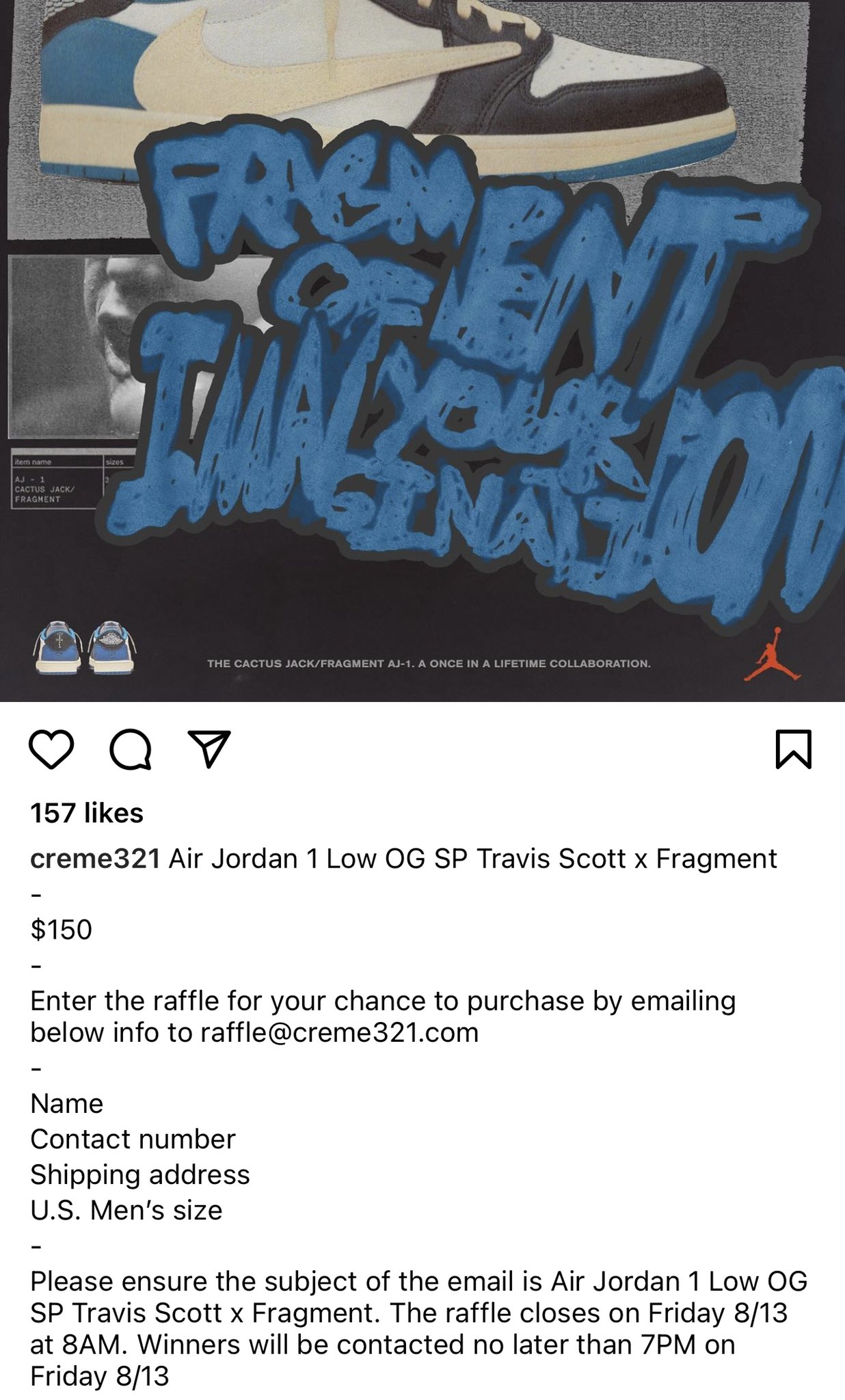 Travis Scott/Fragment x Air Jordan 1 Poster - A Fragment of Your Imagi