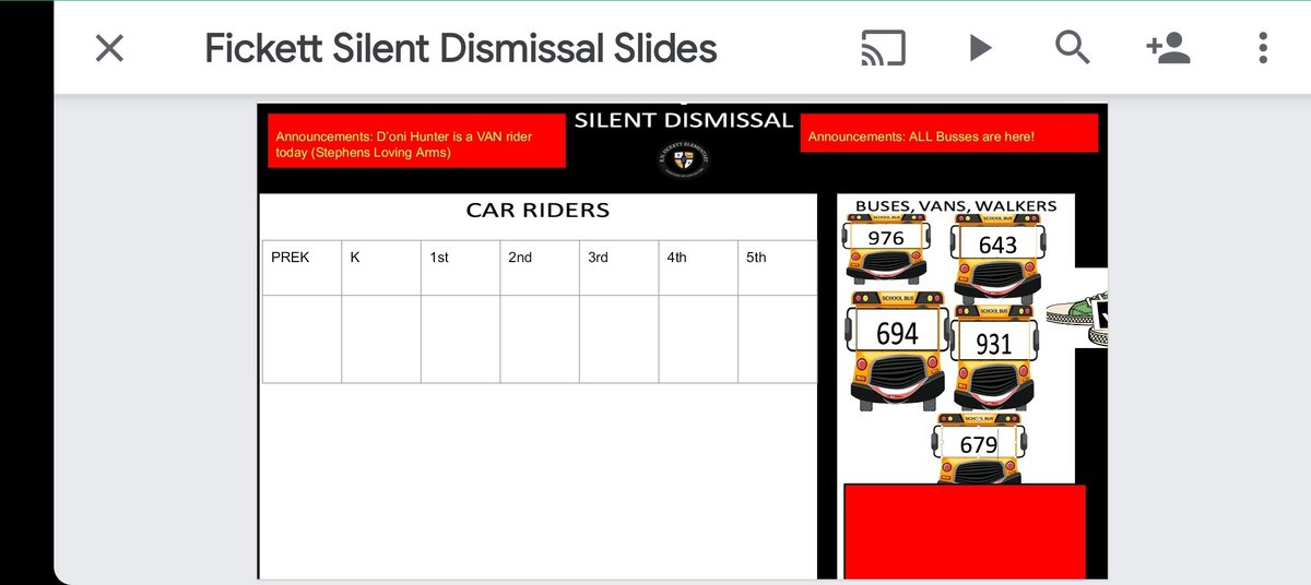 PrincipalBGrant's tweet photo. I am so thankful for @peytonprincipal for sharing her Silent Dismissal Process! This is truly a game changer!! No movement, no noise from 2:30 to 3:15!! Only Silent READING!!
#noWASTEDtime #GoogleSlides @thankYOU @FickettES @DrLisaHerring @apsupdate https://t.co/6Msq5p1tuF