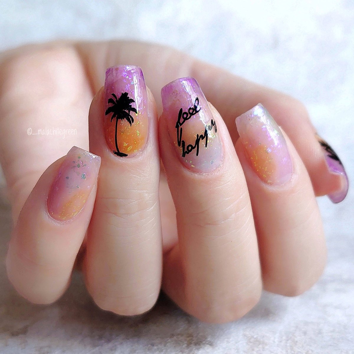 Minori Selfnail 紫とオレンジのグラデーションでサンセットネイル 8月の紫式部会 Igのイベント に参加した時のネイルです T Co Dh9fmew8uf セルフネイル グラデーションネイル ニュアンスネイル サンセットネイル ビーチネイル T