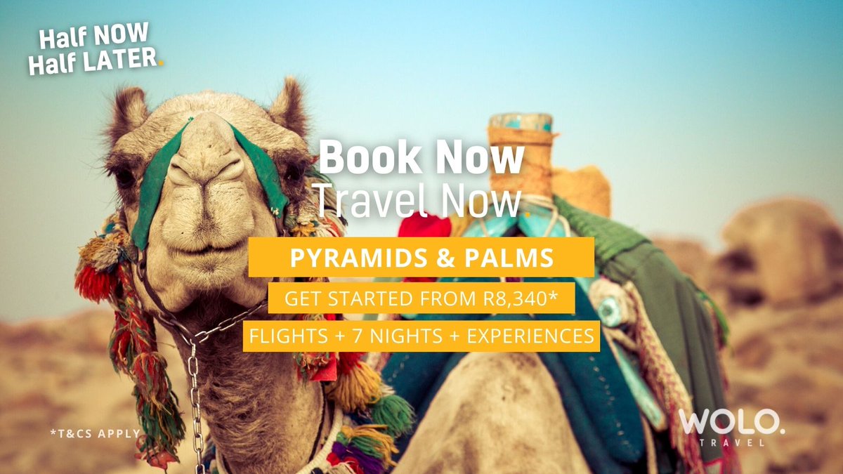 🔥WOLO 50|50. Pay half now &amp; the rest later! Get started with #Egypt Pyramids &amp; Palms from only R8,340* >> zcu.io/hdFn 
See All #Egypt >> zcu.io/5dFe
#WOLOTravel #WeOnlyLiveOnce #WOLO #ExperienceEverything