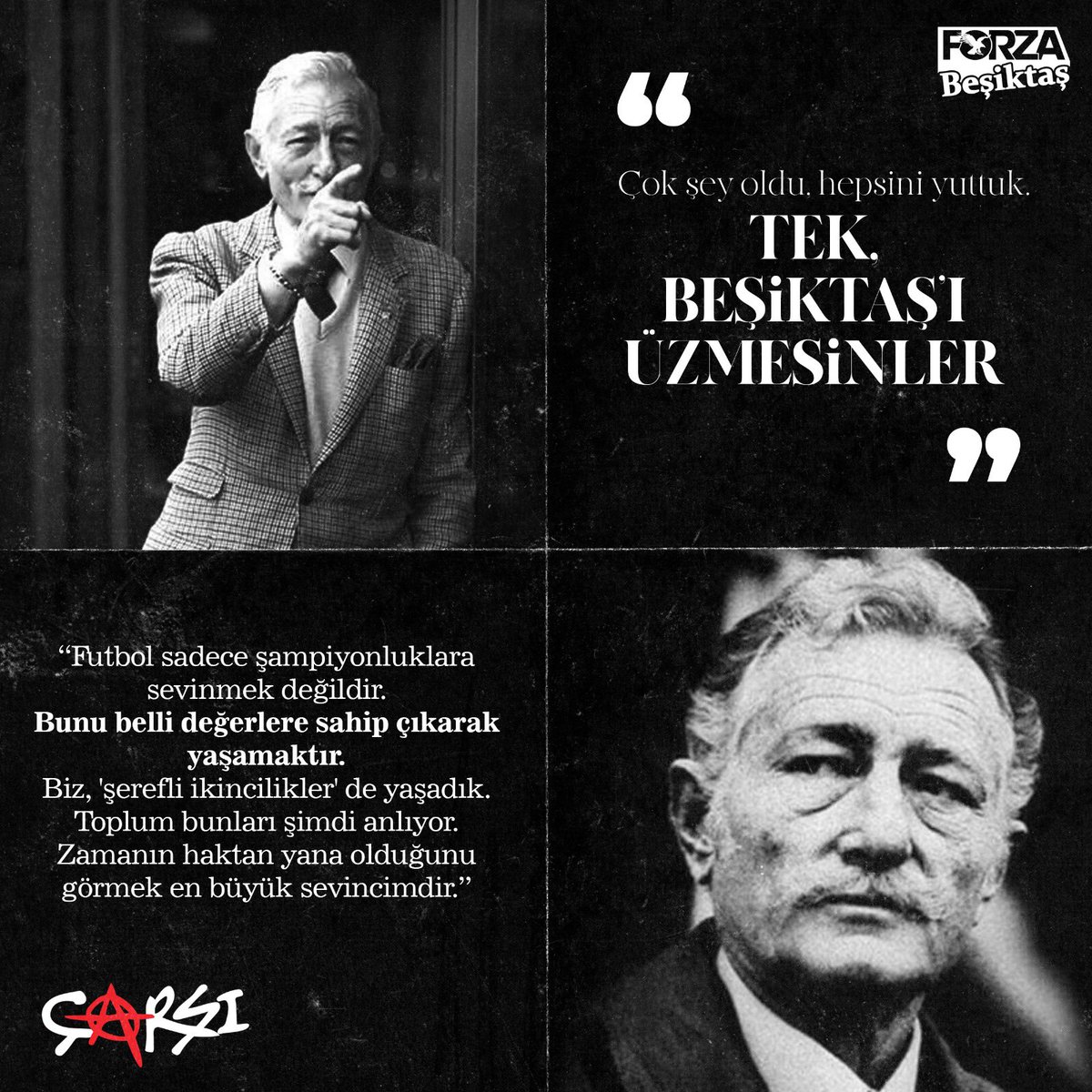 “Üzüldüğümüz çok şey oldu ama yuttuk. Yalnız Beşiktaş’ı üzmesinler.”
13 Ağustos 2014’te Beşiktaş büyük başkanını toprağa verdi, belki de son defa üzüldü. 
Sana söz Büyük Başkan, Beşiktaş’ı üzemeyecekler
#SüleymanSeba
