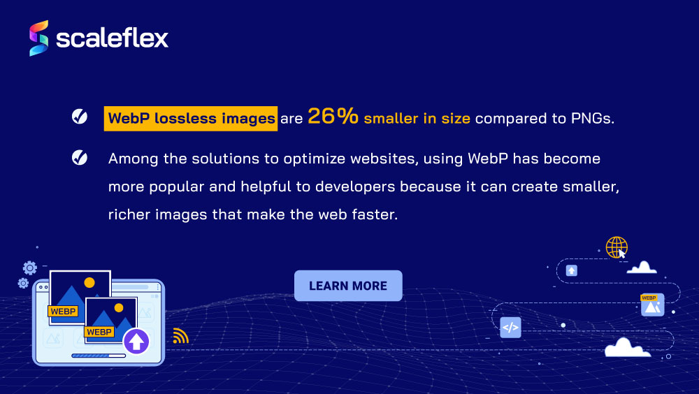 scaleflex_com's tweet photo. Ever heard of WebP? Is it just another Google's development job?
WebP in fact makes websites load faster. And a faster website means a better brand loyalty! 💡
Learn more: https://t.co/LL10qbuCM0
#Scaleflex #Cloudimage #MediaOptimization #ImageOptimization #WebP #DevelopmentTips https://t.co/hvgAYQb6BB