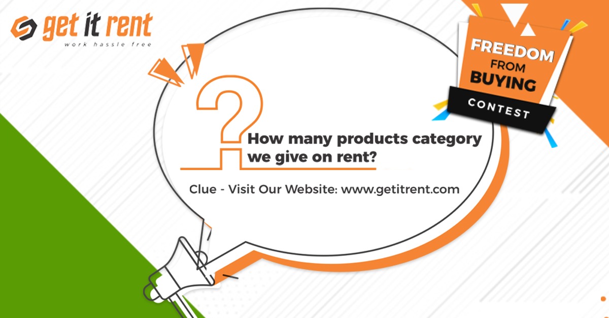 Here's our first question for you. 
Answer with hashtags - #getitrent #FreedomFromBuying #laptops
Tag at least five others.
For Contest Terms & Conditions visit: bit.ly/3At6ltp
See you next at 1 PM IST on 14th August 2021
#giveaway #contest #indiancontest