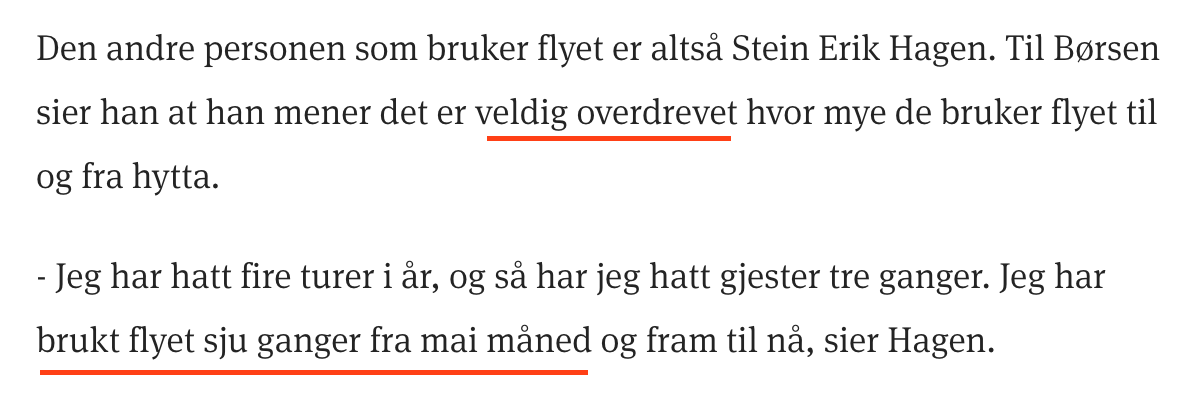 mimirk's tweet image. Stein Erik Hagen mener navere er «late og arbeidssky». Selv synes han det er så styrete å kjøre 2 timer og 26 minutter til hytta i Kragerø at han har skaffet seg privatfly. 

Men han bruker det ikke så ofte sier han. Han har bare flydd til hytta sju ganger siden mai. Men da så.