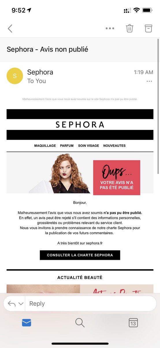 bloominghendo's tweet photo. Réaction non professionnelle de la part de @Sephora de ne pas avoir publier mon avis sur leur réseau sur un produit que j'ai commandé il y a 10 jours et que je ne l'ai jamais reçu jusqu'à présent !!  La honte à #sephorafrance #sephora https://t.co/mhtS7tv7VE