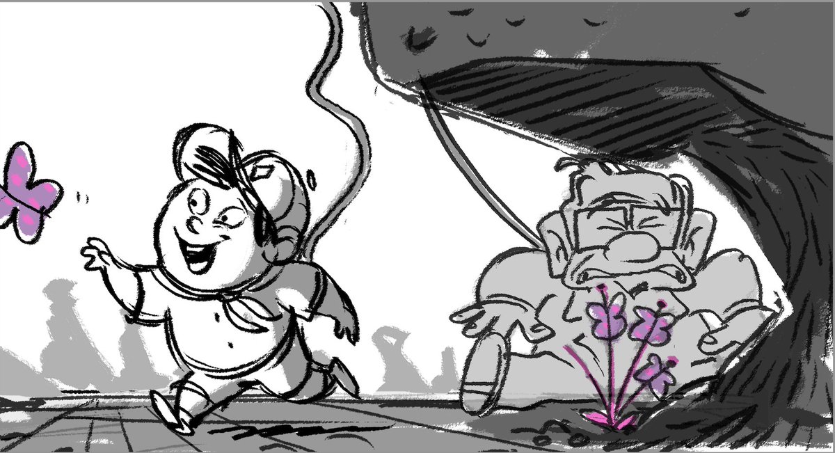 MatthewLuhn's tweet image. A few funny storyboard panels I drew up while working on the movie UP #Pixar #storyboard #story