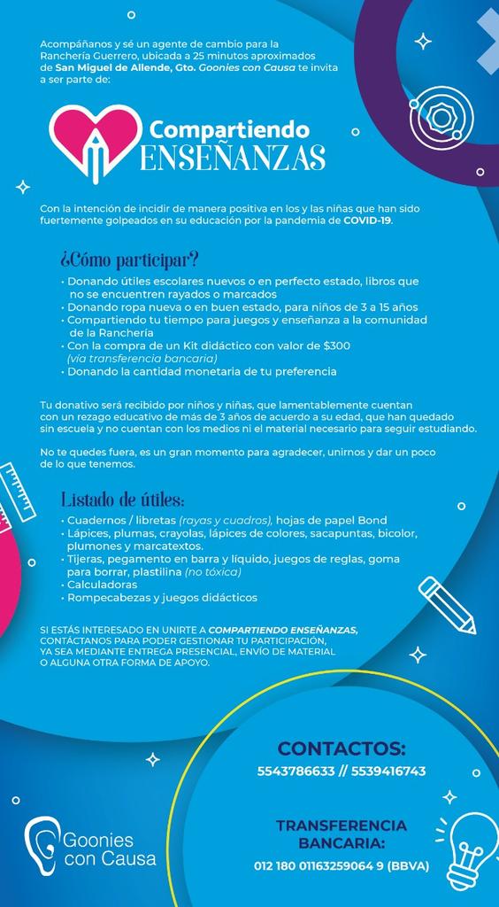 GooniesConCausa's tweet photo. Iniciamos una nueva campaña y nos encantaría que formaran parte de ella, ayudemos a iniciar ciclo escolar como nunca se ha tenido https://t.co/Wjwr1gevXC