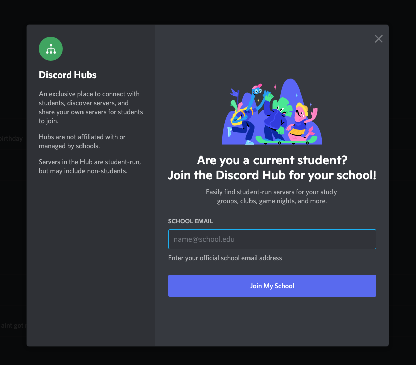ItsEricAaberg's tweet photo. .@Discord is experimenting with a feature to add "Discord Hubs" for universities, allowing users to connect their school .edu email to gain access. 

Something similar I suggested ~2 years ago and super excited for it to be in experimental stage rn 👀 #DiscordHubs https://t.co/bKUOksalf5
