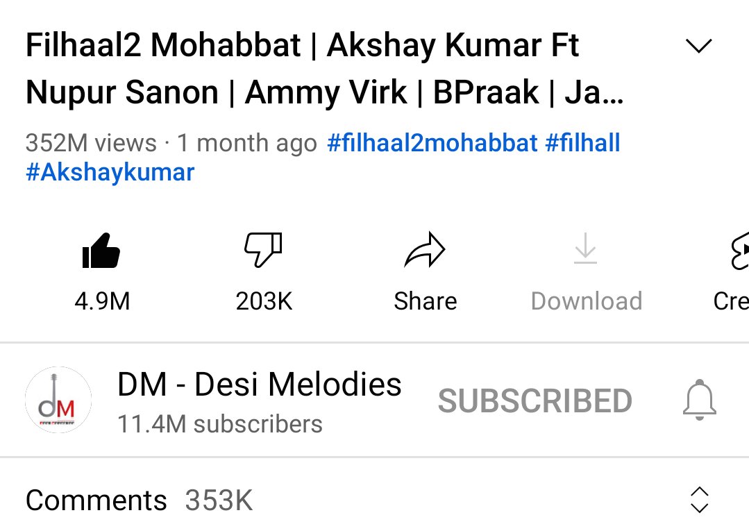 RajMalhotraSing's tweet photo. #6DaysToBellBottom
After 1Month7Days
#filhaal2Hit350million
352M views.
@akshaykumar @NupurSanon
@AmmyVirk @BPraak @yourjaa
@arvinderkhaira https://t.co/MPEZmoPGwt