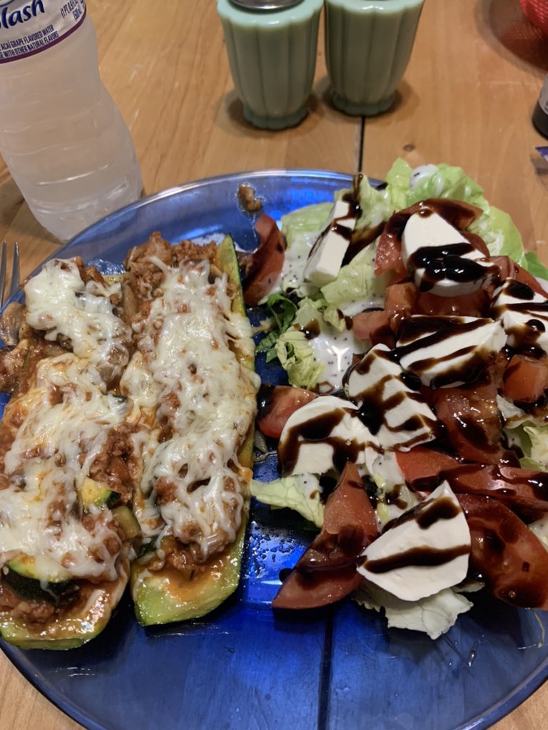 HeatherBenson75's tweet photo. Tried something new tonight called zucchini boats. They were easy to make, low-cal, and tasted SO GOOD! Definitely making these a regular dinner for us! #zucchiniboats #summerdinners #eatinglight #fatgirlonamission #homecooking #italiangirlsmakethebestwives #eatyourvegetables https://t.co/3RTOYdH16v