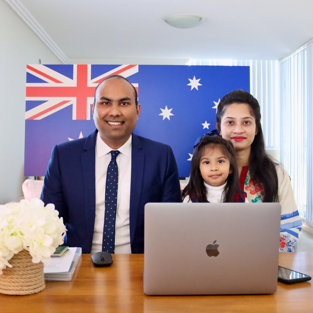 CityofRyde's tweet photo. Today we held online Citizenship Ceremonies and congratulated 272 adults and children from 47 different countries in becoming new Australian citizens.
Here’s the face of proud new Aussie Shamiel, who received his citizenship today, pictured with his family. #rydelocal #cityofryde https://t.co/d4TJcJK5xr