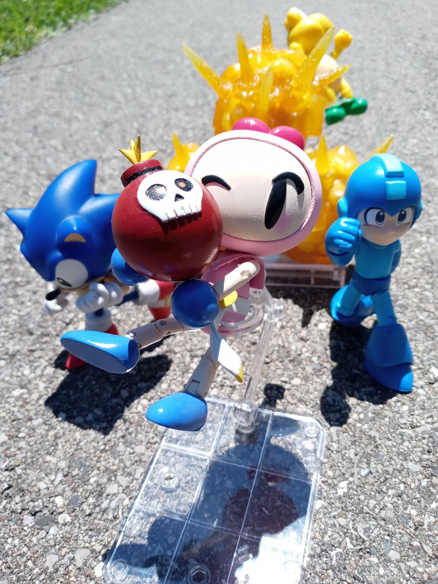 My Bomberman, MAX, and Pink Bomber action figures courtesy of