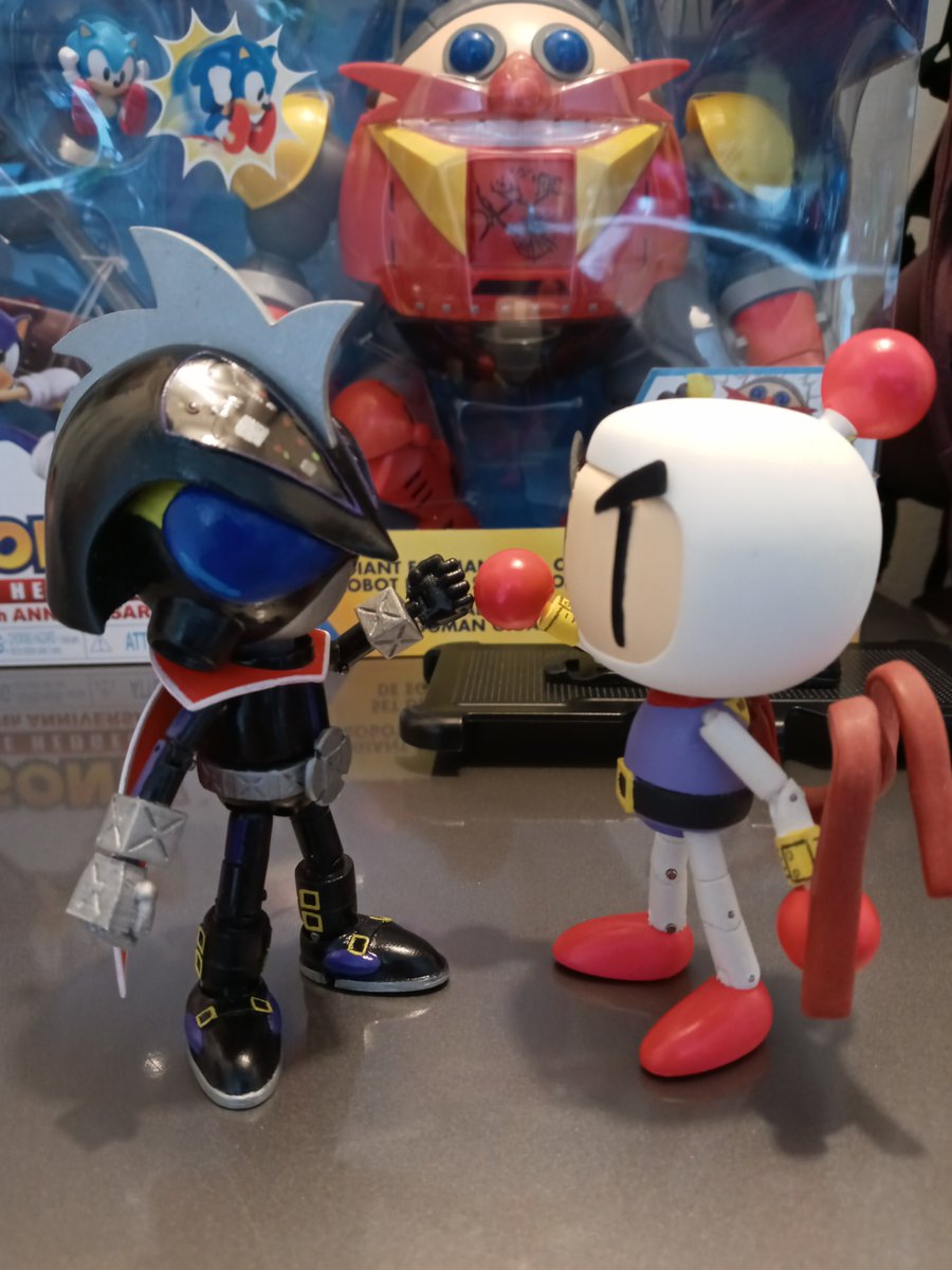 My Bomberman, MAX, and Pink Bomber action figures courtesy of