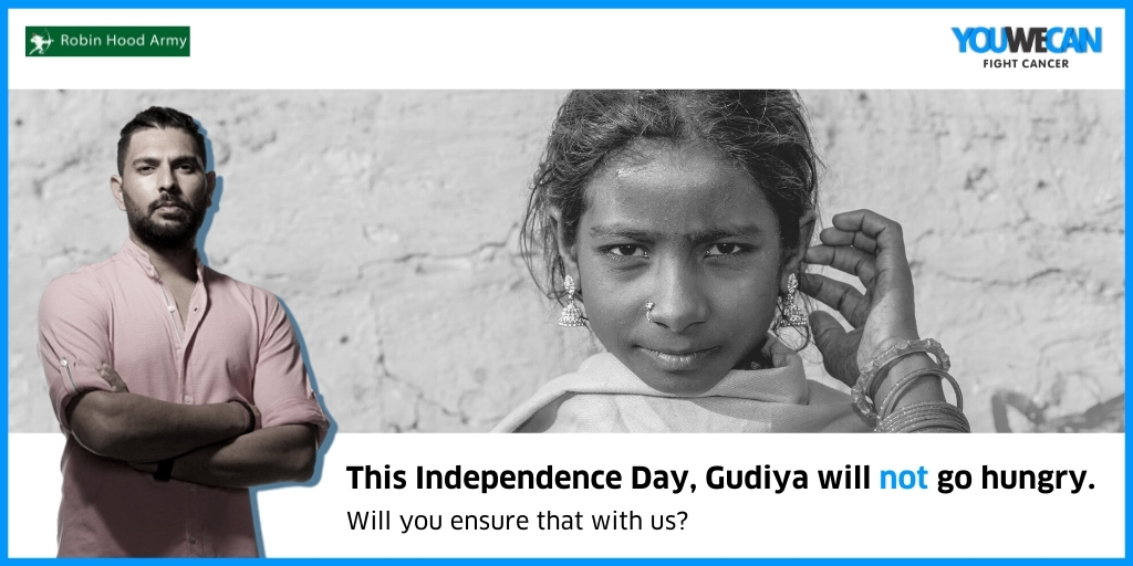 YOUWECAN's tweet photo. What does freedom mean to you? For many, it is the freedom to celebrate a full meal.
This year, on Independence Day, YouWeCan &amp; @rha_india come together to make #MissionPossible &amp; aim to feed countless Indians across the nation. Join us!
#YouWeRobins #IndependenceDay @YUVSTRONG12 https://t.co/83sxwOT7AT