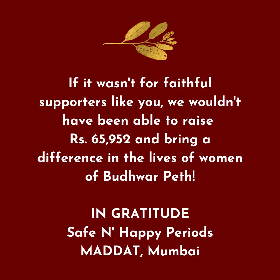 A month ago SNHP and Maddat had started a fundraiser to help provide sex workers of Budhwar Peth, Pune with menstruation supplies. We are immensely grateful to everyone who donated and amplified our fundraiser! We will soon give an update on the distribution of sanitary pads!