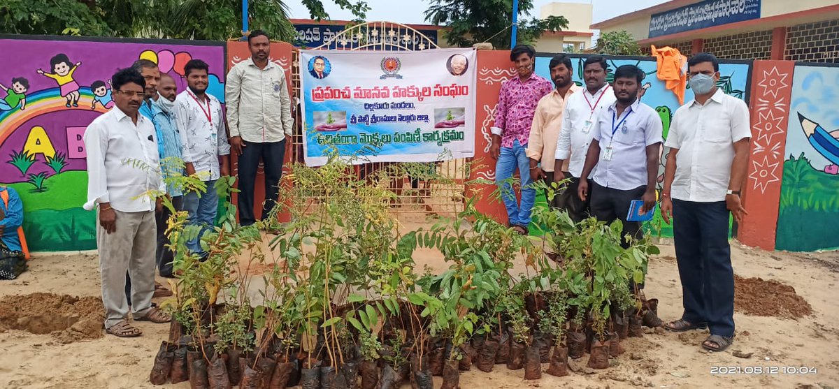 13th August 2021 500 saplings were planted in the premises of a primary school in Gummalladibba village , Chillakur zone, Nellore district, Andhra Pradesh on Thursday, 12-08-2021 under the direction of Muram Reddy Subbareddy, Chairman, World Human Rights Association. #whra