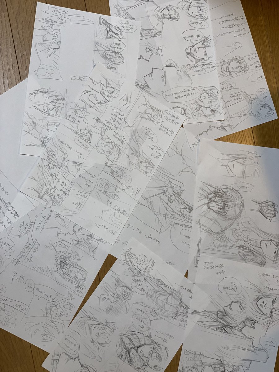 ExRing2021's tweet photo. ネームは実はシーン、シュチュエーションで描いたほうがすすむのではないかな、と実感してる最中。次は本編RING８のお届けです^^！　＃RING  ＃RINGCLUB https://t.co/VZG2yW9U0L