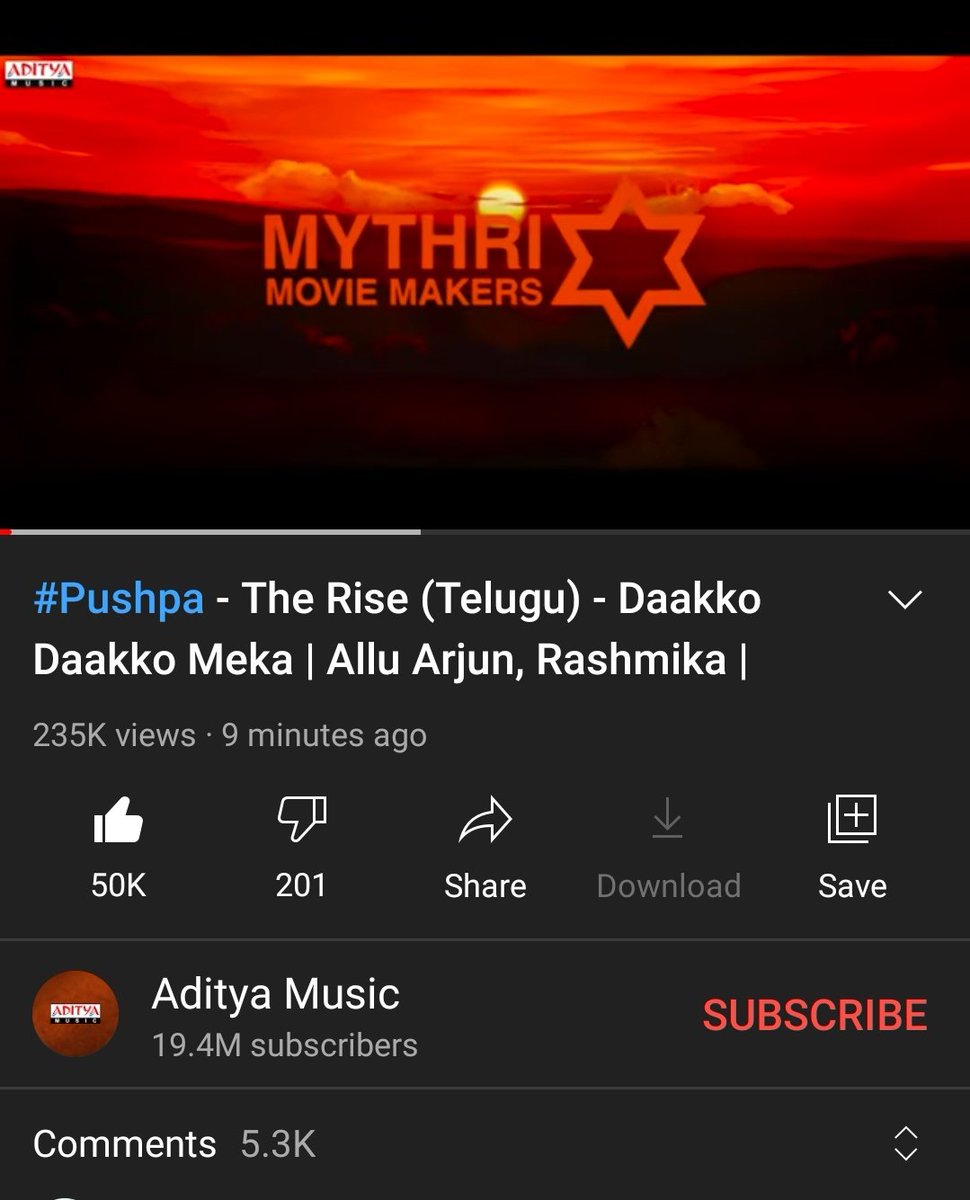 Allurajkumarary's tweet photo. 50K likes for #DakkoDakkoMeka 💥

🔗 https://t.co/P6CxLE1W7k

#PushpaTheRise @alluarjun #Pushpa @PushpaMovie https://t.co/iVmMVAMoUj