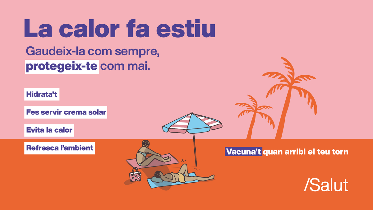 ajcabrils's tweet photo. Bon dia #Cabrils!

Fins diumenge estarem dins l'onada de calor, així que cal extremar les precaucions!

☀ Protegeix-te durant les hores més caloroses, evita sortir al carrer i beu molta aigua.

Consells d'autoprotecció davant l'onada de calor 👉 https://t.co/uAnYQgDVSw https://t.co/7AxXl8zMmV