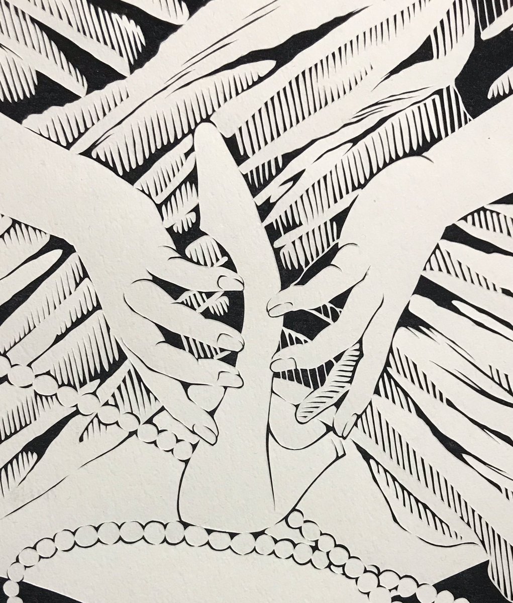 あまり多くないですが人物もやります。切り口のシャープさを意識した作品です。
#切り絵 