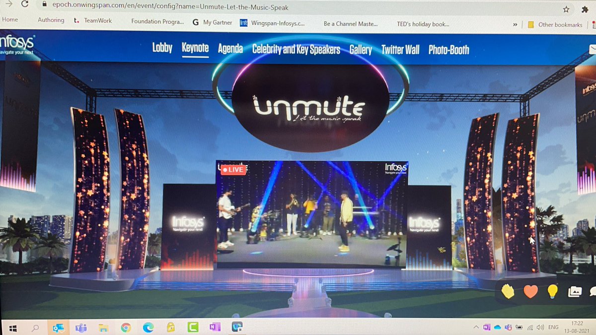 padma8376's tweet photo. We #Unmute into the weekend with this signature @benny_dayal #BadtameezDil ! Oh how the weary nerves thank you @Infosys @Shash_ @bhumitiwari20 @MarripatiSatya #Anooja #Prajith #InfyDiaries #Gratitude to the musicians!! https://t.co/utE6NLuLuk
