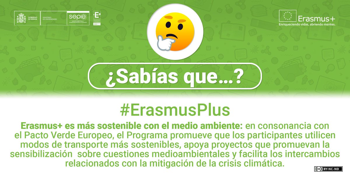 sepiegob's tweet photo. ¿Sabías que #ErasmusPlus es más sostenible con el medio ambiente: en consonancia con el Pacto Verde Europeo?

@EUErasmusPlus 
@UniversidadGob 
@educaciongob 
@ComisionEuropea https://t.co/yJCerPtp9Y