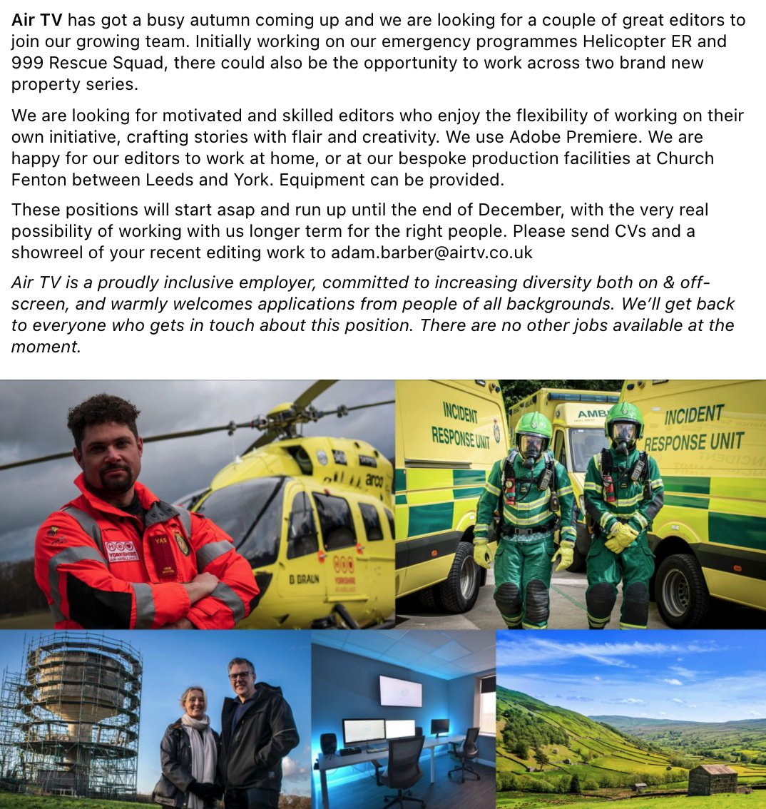 We're looking for talented video editors to join our growing team this autumn. If you've got the skills, we would love to hear from you - here are the details...