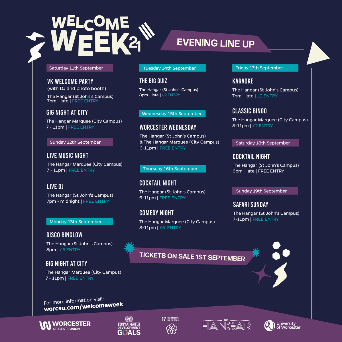worcsu's tweet photo. Drum roll please 🥁🥁🥁

Introducing the full Welcome Week (and Early Starters) line-up! 🎉 

We've put together some great events over the Welcome period to help you settle in or welcome you back to life at Worcester. 🙌 

For more information, visit: https://t.co/uikXFzurMk. https://t.co/1qlzfJjkrM