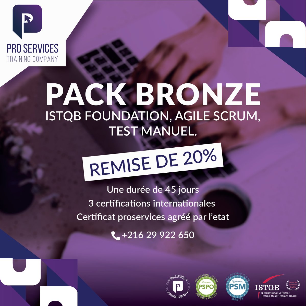 proservicetrai1's tweet image. #Proservices_Training_Company_Tunisia annonce le nouveau #PACK_Bronze_Formations  : Initiez aux méthodes #Agile_Scrum + #ISTQB_Foundation_level + #Test_manuel .Découvrez-l&apos;offre ici :
lien d&apos;inscription proservices-training-company.com/demander-un-de… 
E-mail: info@proservices-training-company.com