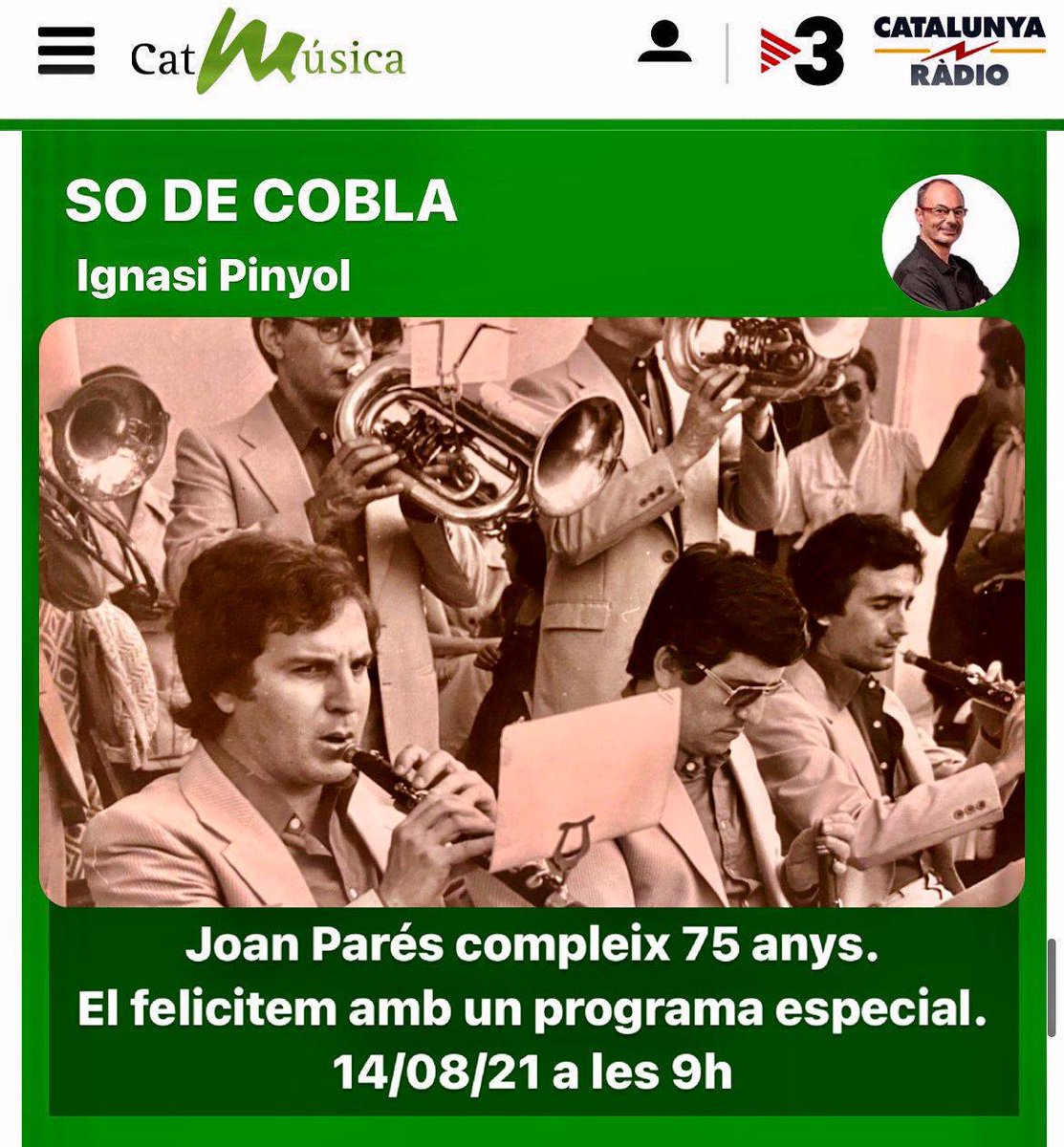 KRLS's tweet photo. Molt content pels reconeixements que es preparen a Amer per la Festa Major, en el concert de @PrincipalBisbal: al gran tiplaire Joan Parés pels seus 75 anys (demà @catalunyamusica li dedica un programa especial), i al meu oncle Josep, que tant va fer per la Sardana de l'Alcalde. https://t.co/ghytqSkarN