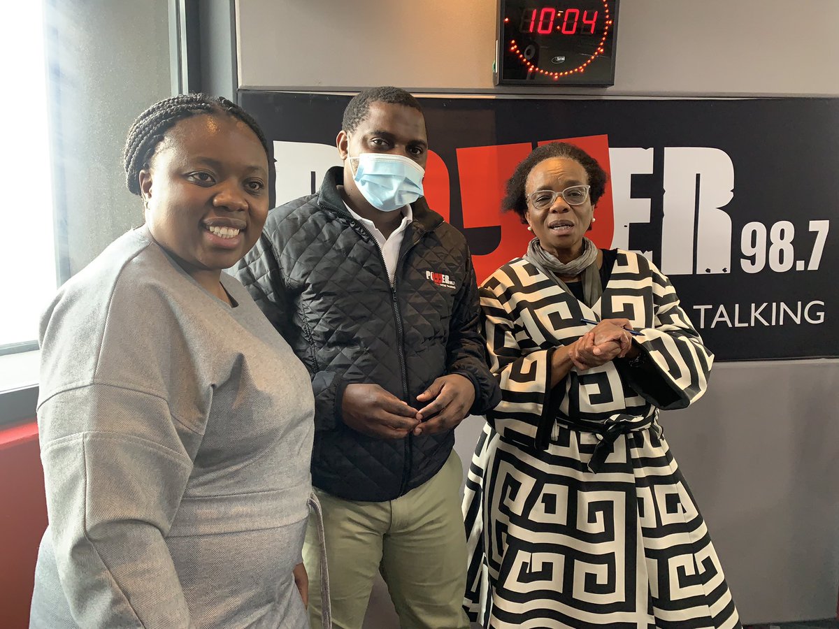 Powerfm987's tweet photo. Welcome to the second hour of #987Woman #POWERTalk.

@LukhonaMnguni came to say hi to Adv. Nompumelelo Nene and Commissioner Thabang Charlotte Mampane. @SA_NLC https://t.co/9ZjEfTLf4A