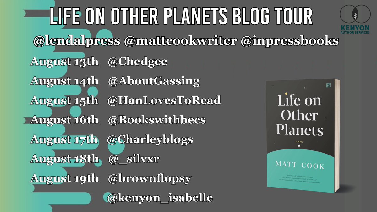 Chedgee's tweet photo. Blog Tour!
This book was sheer delight - from the first capital letter to the last full stop. I didn’t want it to end. 🥰
@lendalpress @mattcookwriter @inpressbooks @kenyon_isabelle @fly_press #lifeonotherplanets #mattcook #comingofage #dysfunctionalfamily #bookblogger #blogtour https://t.co/W88M4Nspgn