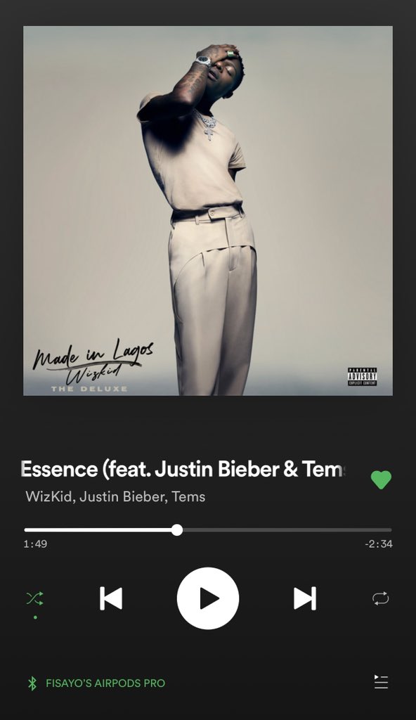 Justin Bieber entered the #EssenceRemix at 1:49 📀 perfectly well. 

This is definitely on repeat 🔥 <a href="/wizkidayo/">Wizkid</a> <a href="/temsbaby/">TEMS</a>