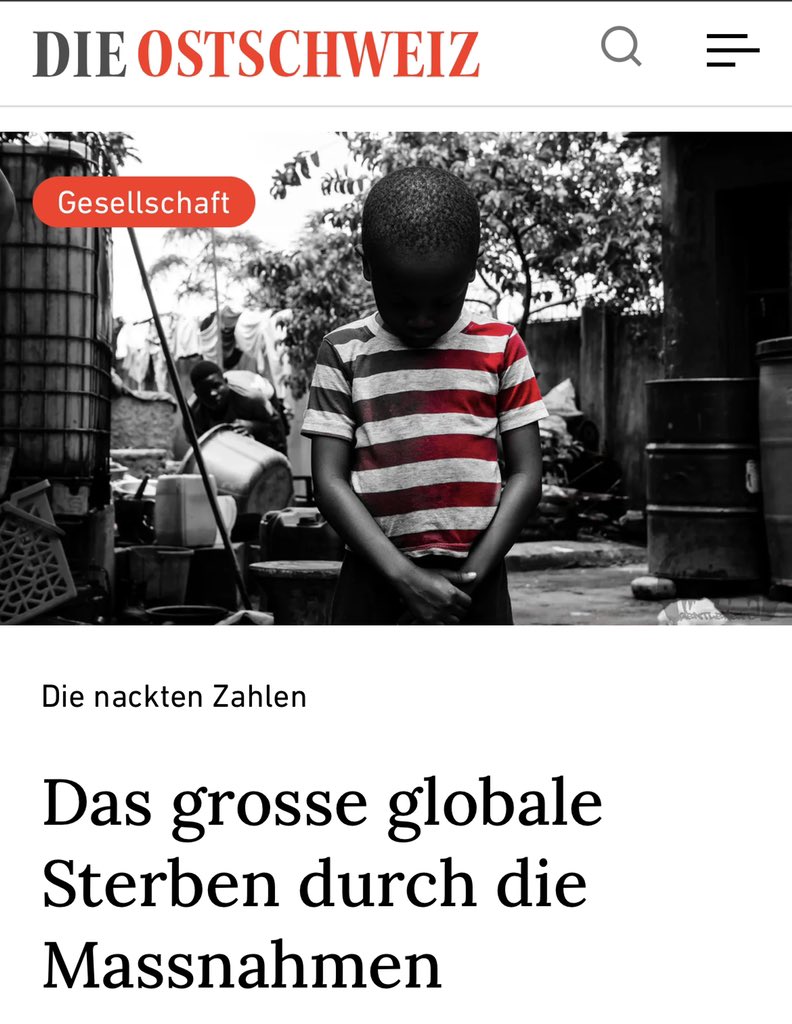 rosenbusch_'s tweet image. „Weltweit haben die Massnahmen gegen das Coronavirus mindestens 50 Mal mehr Lebensjahre gekostet, als wenn das Virus freien Lauf gehabt hätte. Das zeigt das einfache Zusammenführen von Statistiken.

Dabei war das Verhindern von Todesfällen das Ziel.“dieostschweiz.ch/artikel/das-gr…