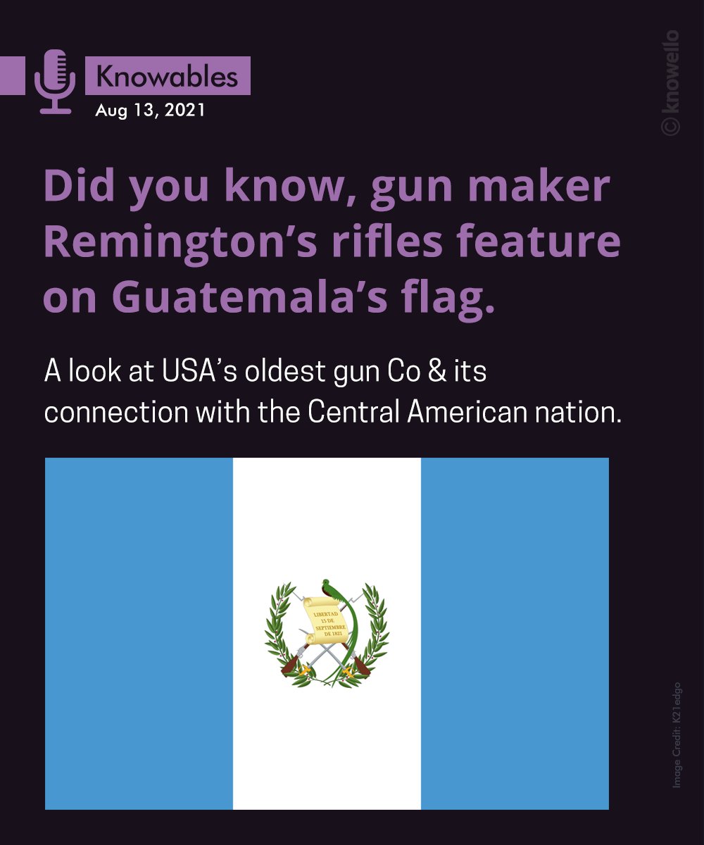 KnowelloWorld's tweet photo. Gun brand Remington was once so widely used, Guatemala decided it would use the Co’s guns on its flag!
#guatemala #guns #arms #weapons #didyouknow #history #flag #ak47 #centralamerica #knowello #Knowables https://t.co/6Ghb105QAt