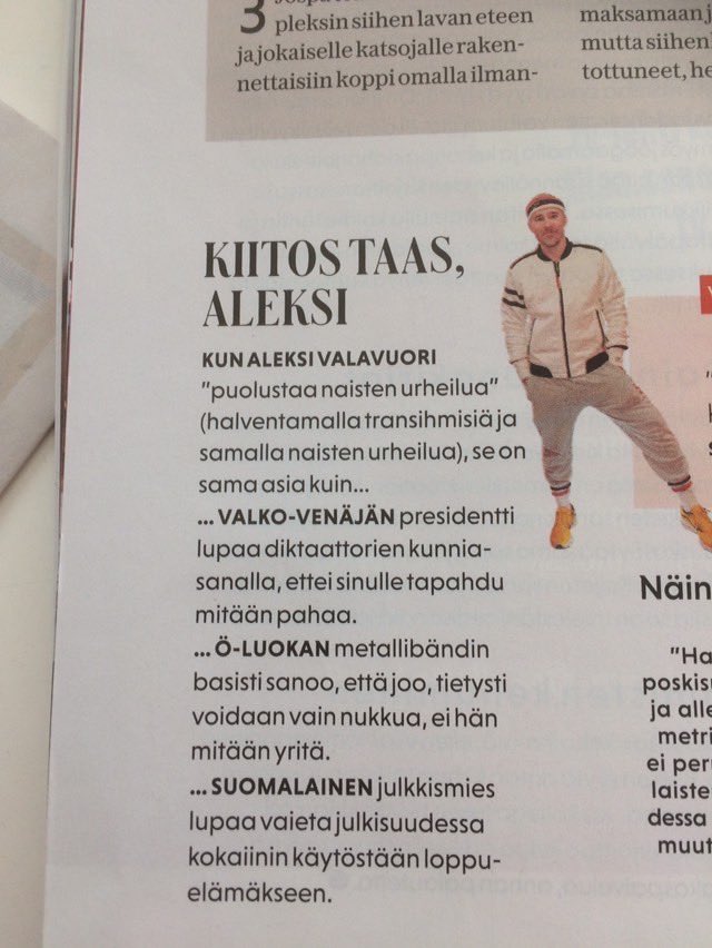 Me Naiset -toimitus näemmä vilisee naisurheilun asiantuntijoita ja tyttöjen urheilun puolestapuhujia. Painettuun lehteen saa ilmeisesti kirjoittaa mitä tahansa valheita? 

Kuka tätä roskaa toimittaa?