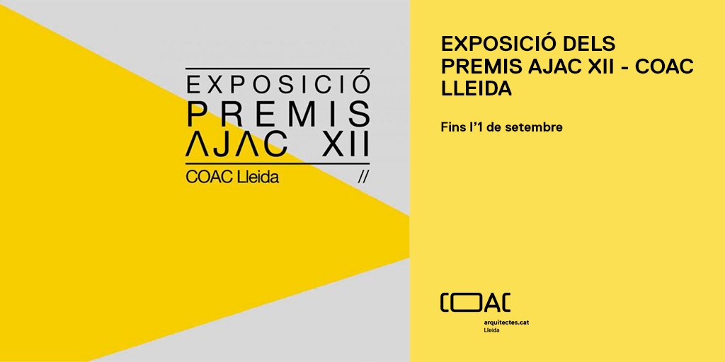 COACatalunya's tweet photo. ☀ Propostes refrescants de l'#agendaARQ pel cap de setmana! 

👉 No et perdis l'exposició itinerant dels #PremisAJACXII, que reuneix els 25 projectes guardonats de joves arquitectes
 
📆 Fins 1 SET
📍 Vestíbul - @coaclleida

🔗 https://t.co/nZOJw9ubDC https://t.co/rshxk0PNIu