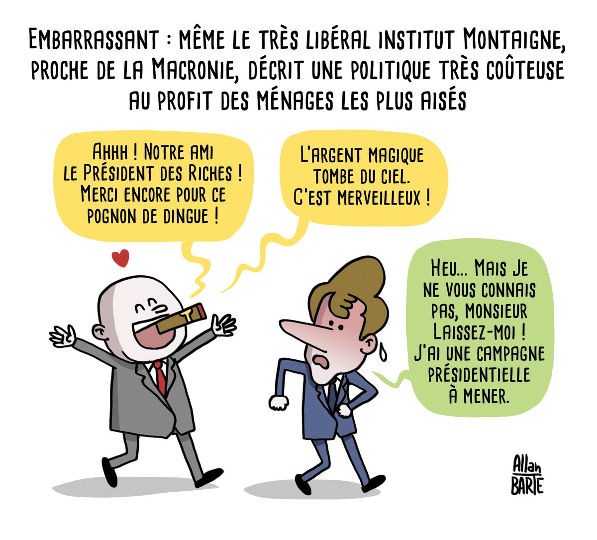 Macron, définitivement le #PrésidentDesRiches
 #Fiscalité #InstitutMontaigne #Montaigne #Macron

▶ Source : liberation.fr/economie/presi…

▶ Si vous avez un pognon de dingue, n'hésitez pas à faire ruisseler ! 😃
fr.tipeee.com/allan-barte 😘