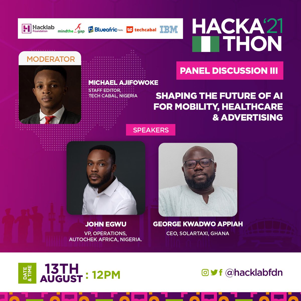 hacklabfdn's tweet image. Introducing our seasoned speakers for the panel discussions who would be speaking on shaping AI for various industries.

#hacklab2021 #hacklabNigeria 🇳🇬