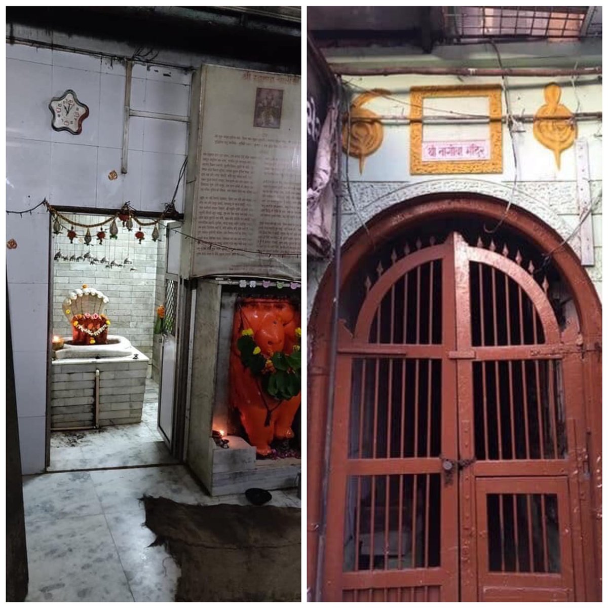 KhakiLab's tweet photo. Today is #NagaPanchami. #DidYouKnow? Two #Mumbai areas are named after serpent deities! #NagdeviStreet, near #CrawfordMarket, gets its name from the #Nagdevi Mandir (left), while the Shri #Nagoba Mandir (right) gives #Nagpada its name.
Pics: Esa Shaikh https://t.co/l7qgOltvrX