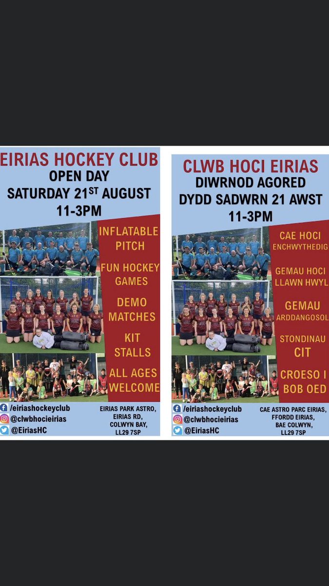 EiriasPe's tweet photo. Any budding hockey players that would like to get involved with the local club @EiriasHC? Their Open Day is on August 21st 🏑 https://t.co/kRnX2qVFJ5
