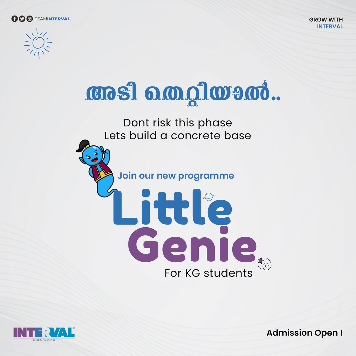 IntervalTeam's tweet photo. Ultimate KG program- LITTLE GENIE.
We are here to provide the most joyous and amazing time for young minds. This is a one-year online classroom program carefully researched and put together to bring out the best in your child.
#preprimaryclasses #littlegenie
#teaminterval https://t.co/z5jtn4xEvB