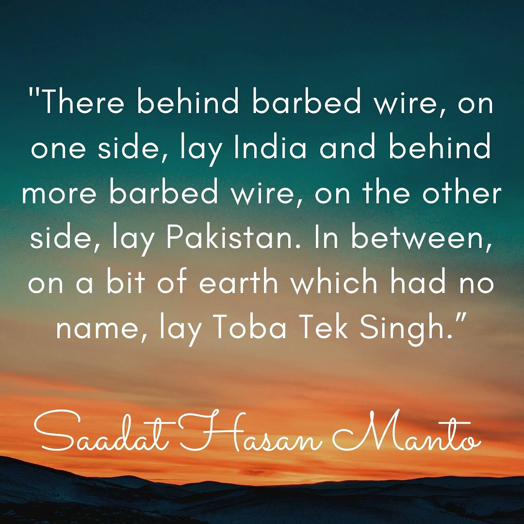 Saadat Hasan Manto and his blazing story on the madness of the Partition of India. 

thestoryproject.in/?p=489